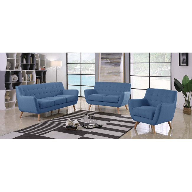 Canapé scandinave 2 places bleu Nils - tissu de qualité premium