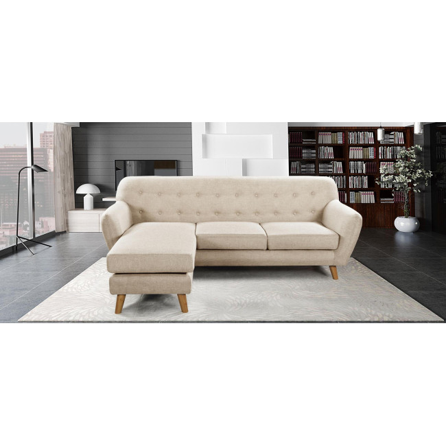 Canapé d’angle réversible scandinave taupe Sven - Offre imbattable