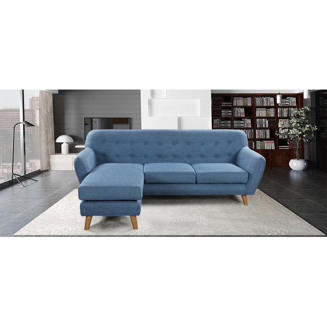 Canapé scandinave 4 places en tissu bleu Sven - Pas Cher