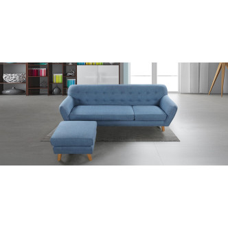Canapé scandinave 4 places en tissu bleu Sven - Pas Cher