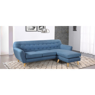 Canapé scandinave 4 places en tissu bleu Sven - Pas Cher