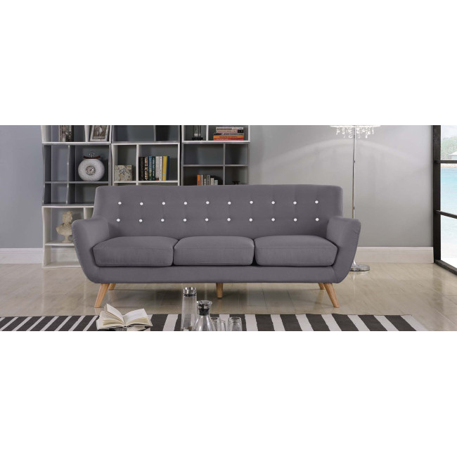 Canapé scandinave 3 places en tissu gris Nils - Pas cher