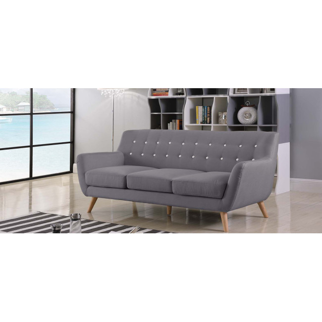 Canapé scandinave 3 places en tissu gris Nils - Pas cher