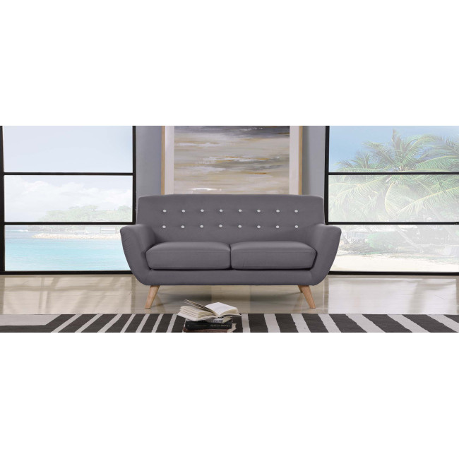 Canapé 2 places scandinave en tissu gris - Nils