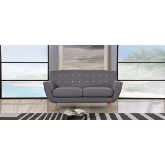 Canapé 2 places scandinave en tissu gris - Nils