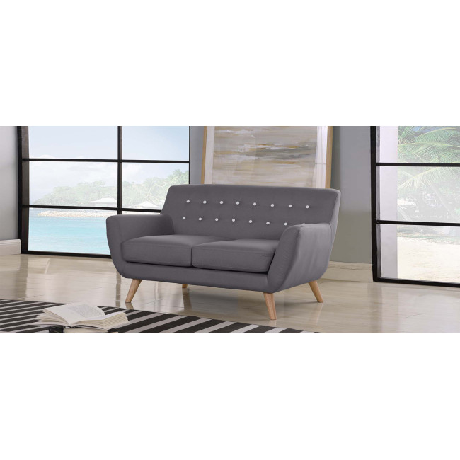 Canapé 2 places scandinave en tissu gris - Nils