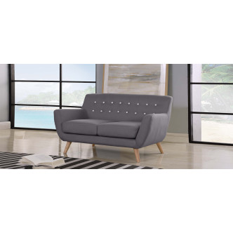 Canapé 2 places scandinave en tissu gris - Nils