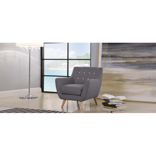 Fauteuil scandinave en tissu gris Nils - Offre à ne pas manquer