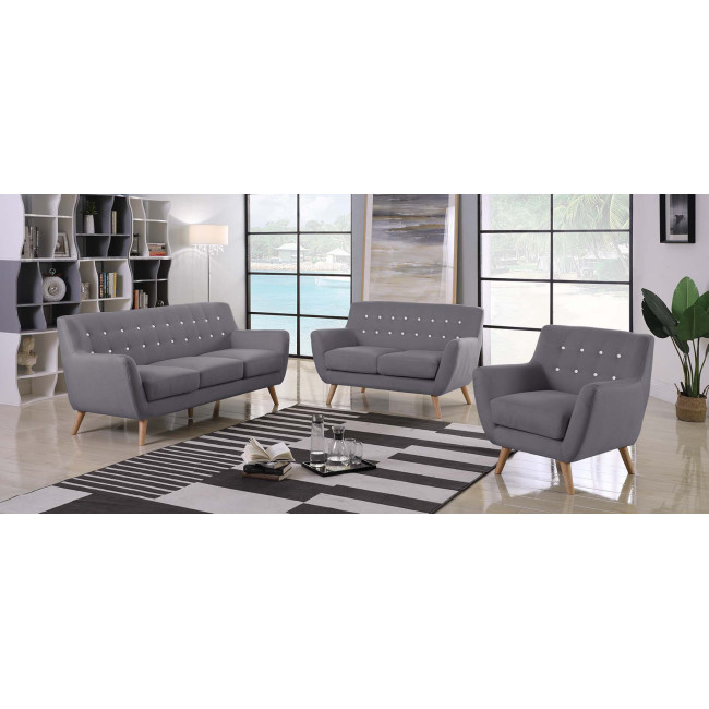 Fauteuil scandinave en tissu gris Nils - Offre à ne pas manquer