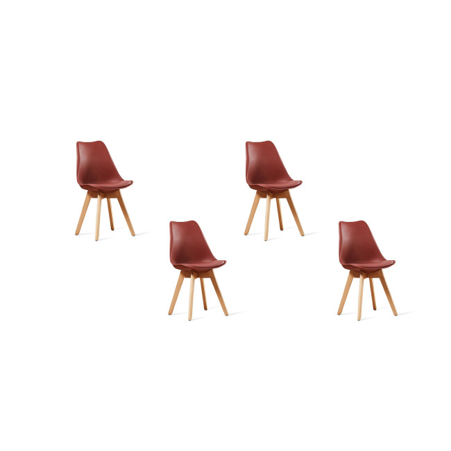 Lot de 4 chaises rouges scandinaves - Bjorn
