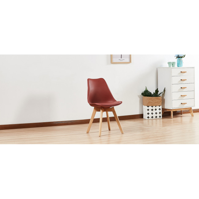 Lot de 4 chaises rouges scandinaves - Bjorn