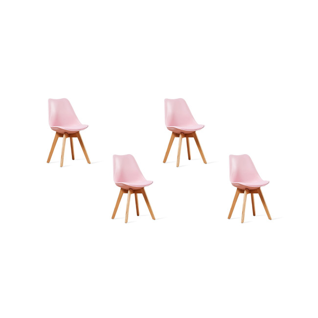 Lot de 4 chaises scandinaves roses Bjorn | Prix Usine !