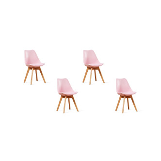 Lot de 4 chaises scandinaves roses Bjorn | Prix Usine !