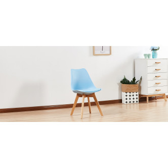 Lot de 4 chaises scandinaves bleues tendance avec pieds en bois - Bjorn 