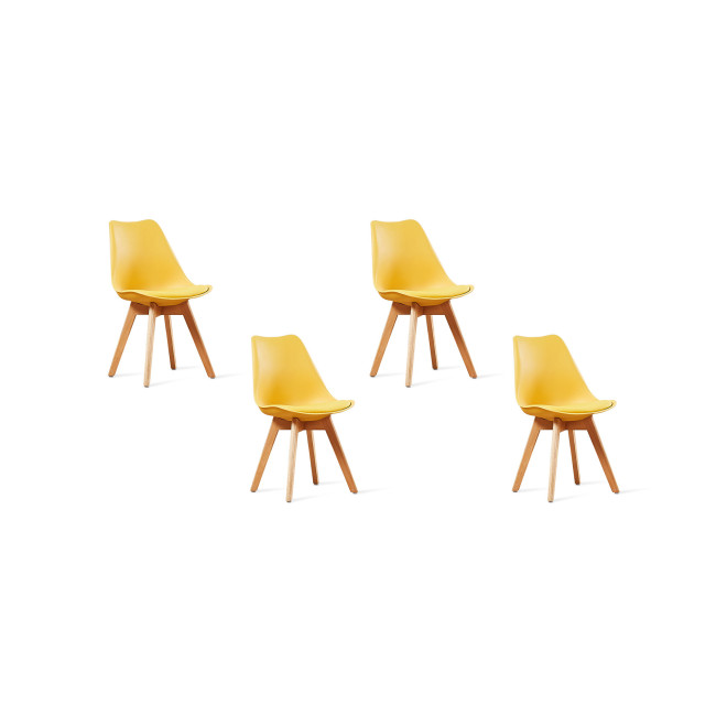 Lot de 4 chaises jaunes scandinaves - Bjorn