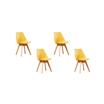 Lot de 4 chaises jaunes scandinaves - Bjorn