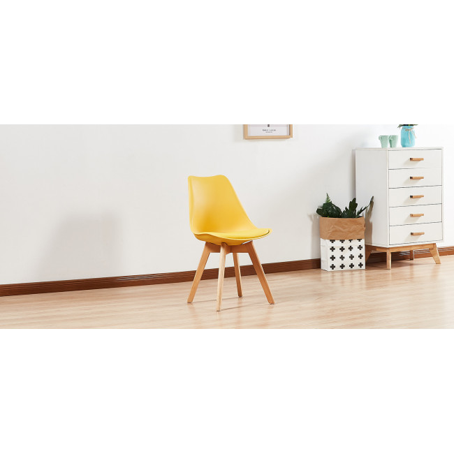 Lot de 4 chaises jaunes scandinaves - Bjorn