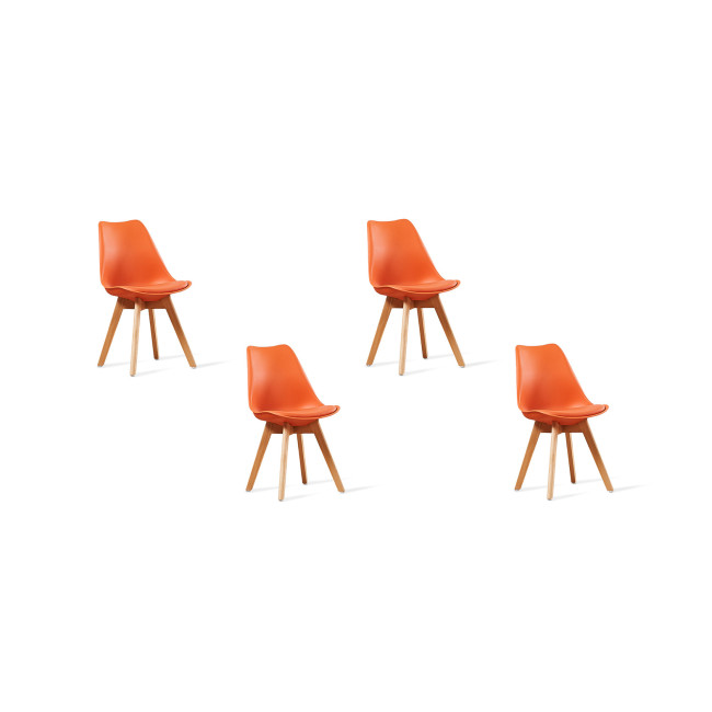 Lot de 4 chaises scandinaves oranges Bjorn - Pieds en bois