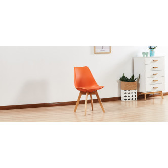 Lot de 4 chaises scandinaves oranges Bjorn - Pieds en bois