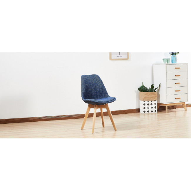 Lot de 4 chaises scandinaves bleues patchwork - Bjorn