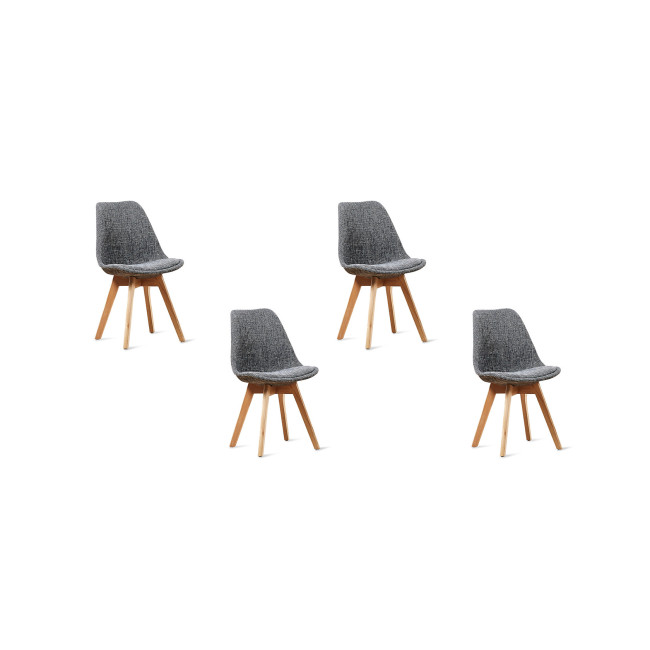 Lot de 4 chaises nordiques en tissu gris Bjorn -Tendance Patchwork