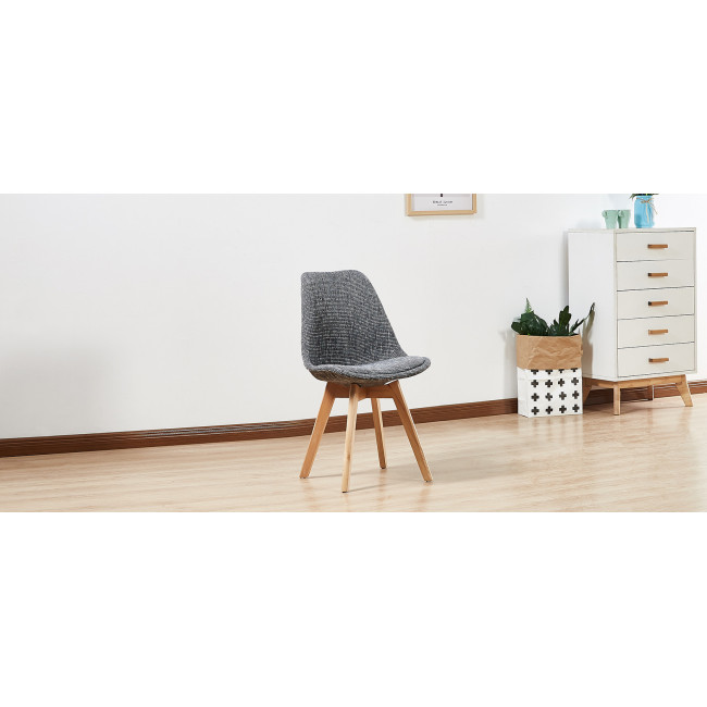 Lot de 4 chaises nordiques en tissu gris Bjorn -Tendance Patchwork