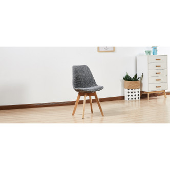 Lot de 4 chaises nordiques en tissu gris Bjorn -Tendance Patchwork