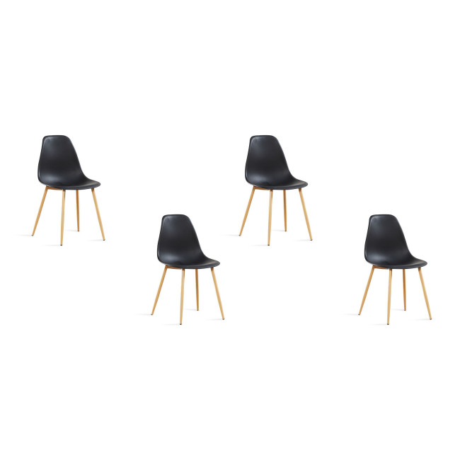 Lot de 4 chaises scandinaves noires Ela - Piètement Métal