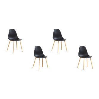 Lot de 4 chaises scandinaves noires Ela - Piètement Métal