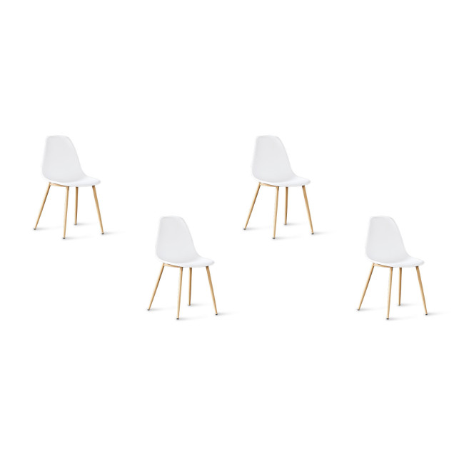 Lot de 4 chaises scandinaves blanches salle à manger - Ela
