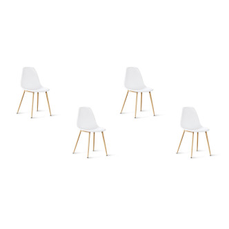 Lot de 4 chaises scandinaves blanches salle à manger - Ela