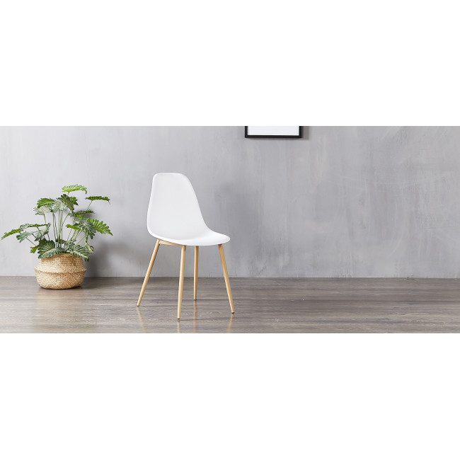 Lot de 4 chaises scandinaves blanches salle à manger - Ela