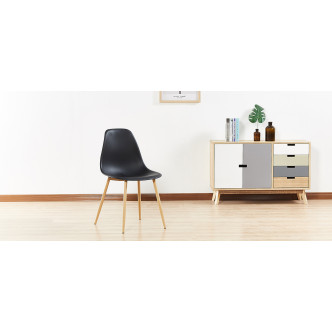 Lot de 6 chaises scandinaves noires plastique renforcé - Ela