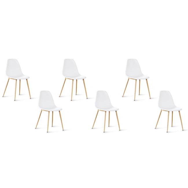 Lot de 6 chaises blanches scandinaves  - Ela