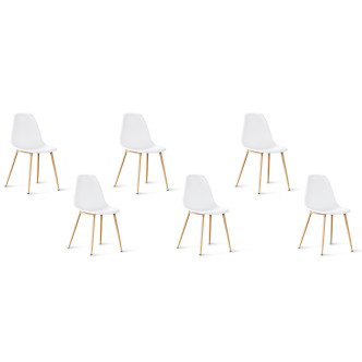 Lot de 6 chaises blanches scandinaves  - Ela