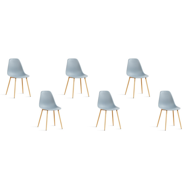 Lot de 6 chaises grises style scandinave - Ela