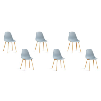 Lot de 6 chaises grises style scandinave - Ela
