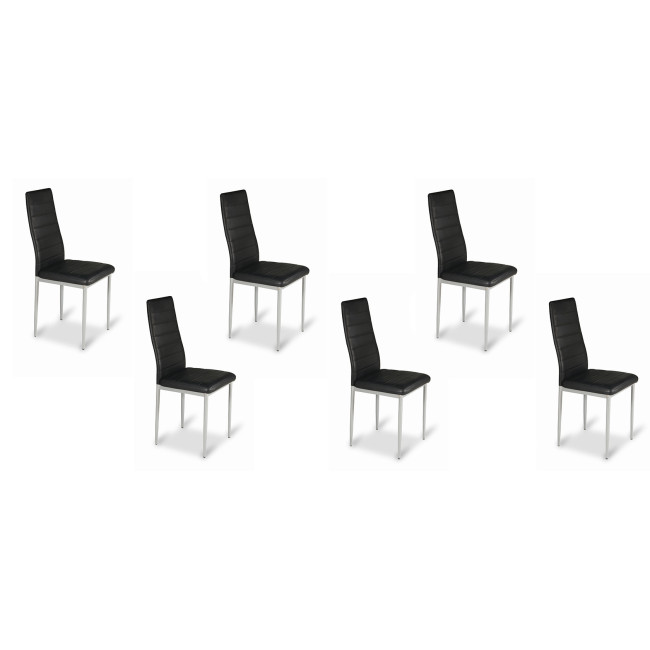 Lot de 6 chaises salle à manger noires Lena - Prix imbattable !