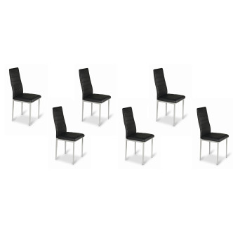 Lot de 6 chaises salle à manger noires Lena - Prix imbattable !