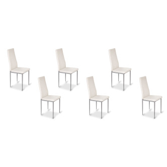 Lot de 6 chaises salle à manger blanches Lena - Prix fou !