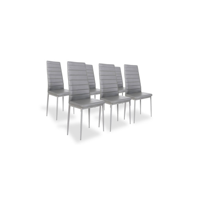Lot de 6 chaises en simili gris -  Lena