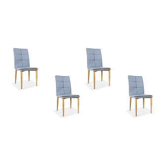 Lot de 4 chaises en simili gris Pietro - Prix fou !