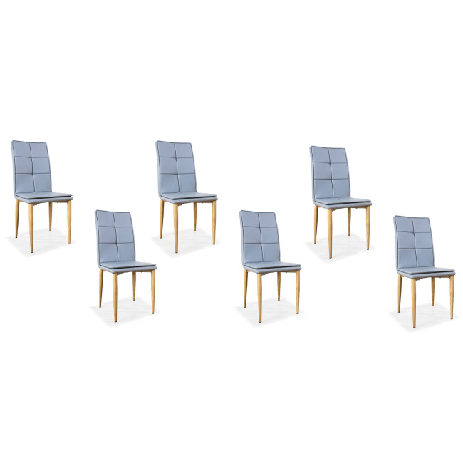 Lot de 6 chaises scandinaves grises en simili - Pietro