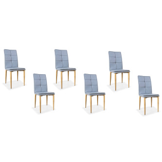 Lot de 6 chaises scandinaves grises en simili - Pietro