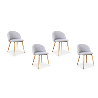 Lot de 4 chaises nordiques en tissu gris Rossi - Prix bas!