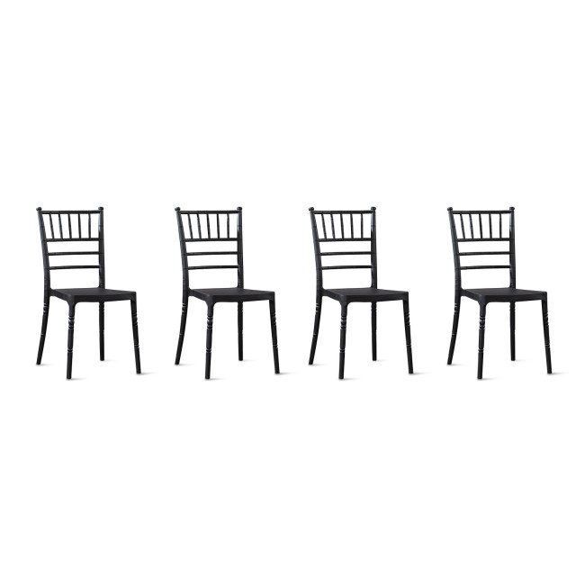 Lot de 4 chaises en plastique renforcé noir - Napoléon