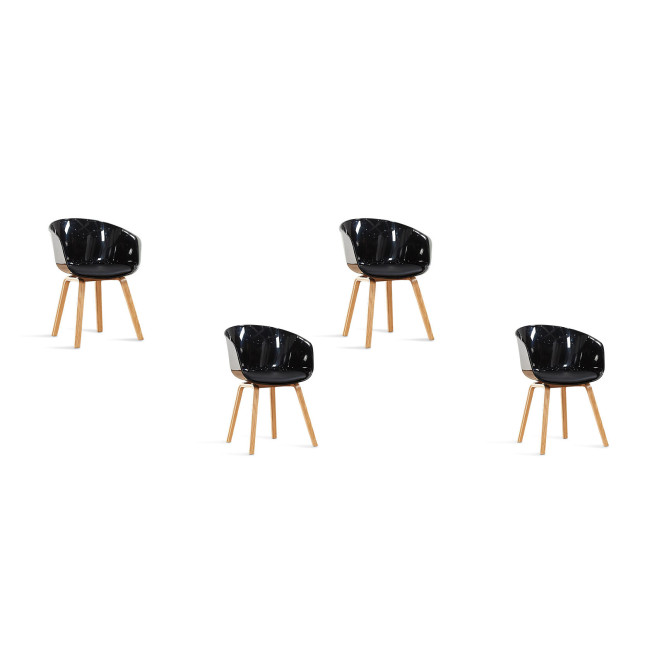 Lot de 4 chaises laquées noires Vali - Stocks limités