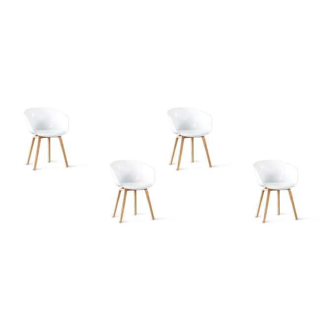 Lot de 4 chaises scandinaves blanches avec finition laquée Vali - Prix Discount