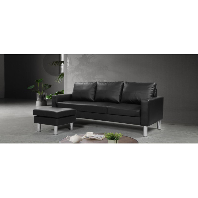 Canapé d’angle réversible en simili noir Nastan – Prix imbattable