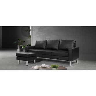Canapé d’angle réversible en simili noir Nastan – Prix imbattable